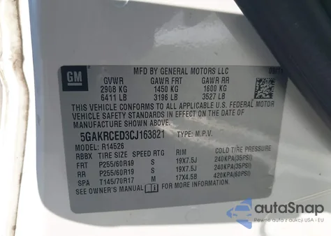 2012 Buick Enclave Leather z USA, uszkodzony, nr VIN 5GAKRCED3CJ163821